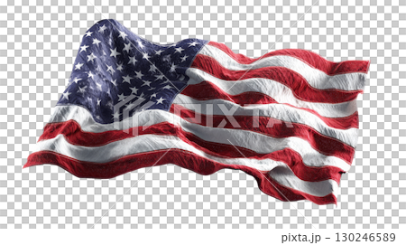 Grunge american flag waving on white background 130246589
