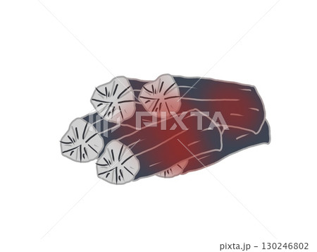 熱を持つ複数の炭のイラスト 130246802