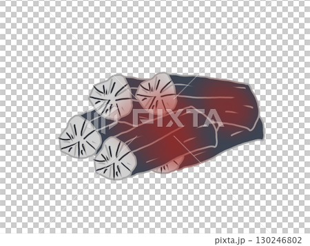 熱を持つ複数の炭のイラスト 130246802