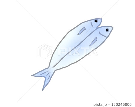 開きに干してある一匹の青魚のイラスト 130246806