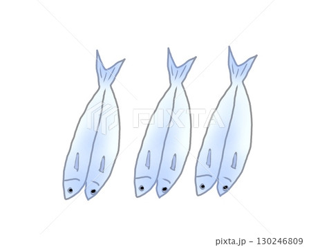 干した複数の青魚の干し物 130246809