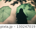 緑の傘の影と人物シルエットの抽象的な風景 130247019