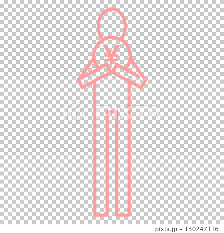 お金を大切にする人のイラスト(円マーク) お金を大切にする人のイラスト(円マーク) 130247116