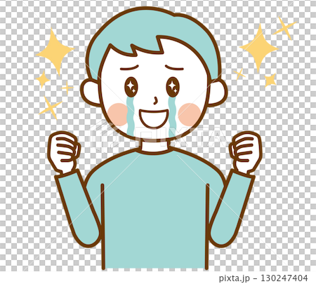 感激して喜んでいる男性のイラスト 130247404