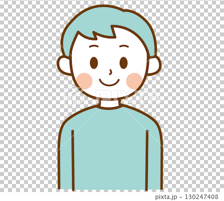 Illustration of a man smiling and facing forward 130247408