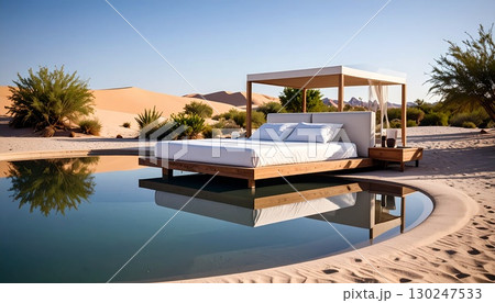 オアシスと砂漠と空、非日常のベッドで過ごす特別な時間 オアシスと砂漠と空、非日常のベッドで過ごす特別な時間 130247533