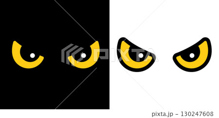 Halloween icon ghost spooky eye yellow cat eye vector doodle angry cartoon character logo symbol illustration design clip art isolated 130247608