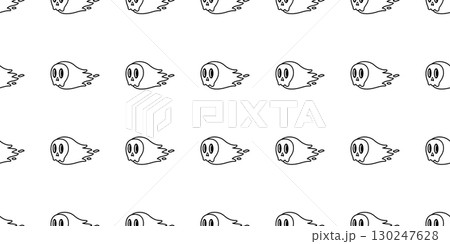 spooky seamless pattern halloween ghost skull vector flying doodle cartoon tile background gift wrapping paper repeat wallpaper scarf isolated evil illustration design 130247628