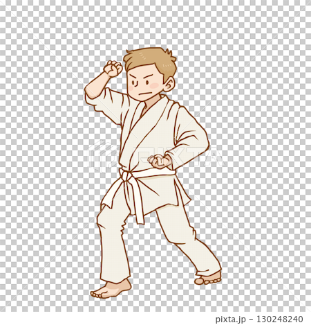 Illustration of a boy posing in karate Illustration of a boy posing in karate 130248240