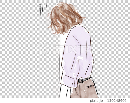 壁に向かって悲しむ女性 130248403