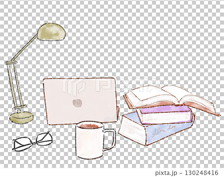 散らかった部屋とパソコンと机 130248416