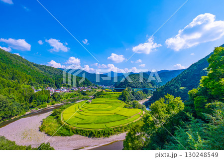 和歌山県 あらぎ島 晩夏の棚田 130248549