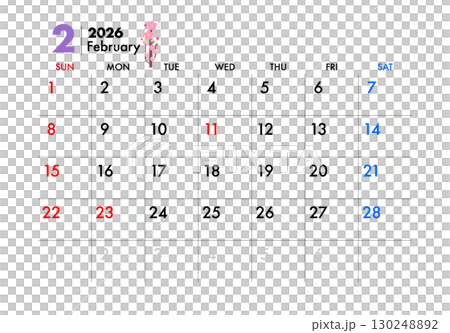 2026 calendar February 130248892