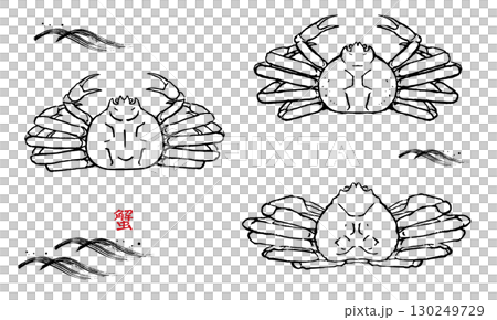 手描きの蟹のイラスト　線画 130249729