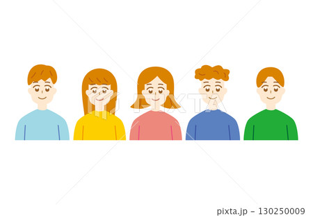 並んでいる人々 若い男女 並んでいる人々 若い男女 130250009