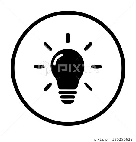light bulb icon with circle light bulb icon with circle 130250628