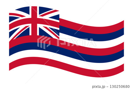 Wavy Flag of Hawaii, isolated on transparent background. Civil and state flag of Hawaii. Vector illustration 130250680