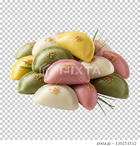 Colorful Korean Traditional Songpyeon Rice Cakes for Chuseok Holiday Celebration 130251512