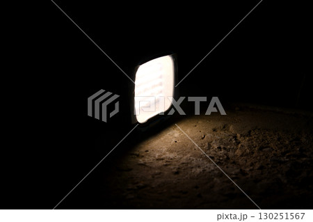 flashlight and light beam in dark mist room at night . abstract projector spotlight white lay flashlight and light beam in dark mist room at night . abstract projector spotlight white lay 130251567