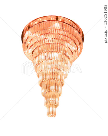 crystal luminous chandelier, isolated on white background with clipping path crystal luminous chandelier, isolated on white background with clipping path 130251988