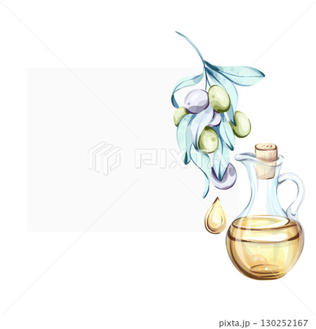 Exploring the essence of olive oil and olives through watercolor illustrations inspired by nature and Italian cuisine frame, border, arrangement Exploring the essence of olive oil and olives through watercolor illustrations inspired by nature and Italian cuisine frame, border, arrangement 130252167