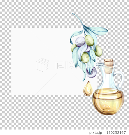 Exploring the essence of olive oil and olives through watercolor illustrations inspired by nature and Italian cuisine frame, border, arrangement Exploring the essence of olive oil and olives through watercolor illustrations inspired by nature and Italian cuisine frame, border, arrangement 130252167
