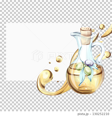 Exploring the beauty of olives and olive oil in watercolor illustrations inspired by nature and Italian cuisine frame, border, arrangement Exploring the beauty of olives and olive oil in watercolor illustrations inspired by nature and Italian cuisine frame, border, arrangement 130252210