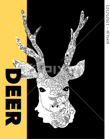 お洒落でシックな鹿のポスター風イラスト・デザイン・ポストカード 130252525