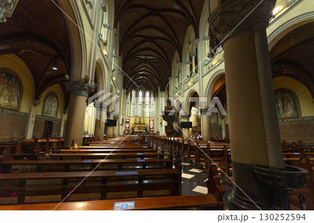 Jakarta, Indonesia - Mar 29,2024 : Interior view of Jakarta Cathedral in Jakarta, Indonesia on Mar 29,2024. Jakarta, Indonesia - Mar 29,2024 : Interior view of Jakarta Cathedral in Jakarta, Indonesia on Mar 29,2024. 130252594