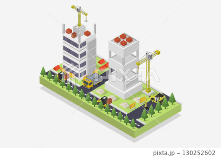Isometric building under construction 130252602