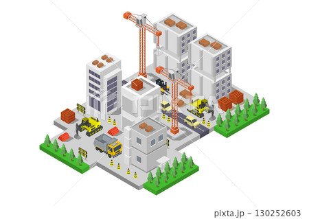 Isometric building under construction Isometric building under construction 130252603