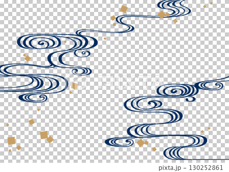 傳統日式圖案背景素材。日式圖案素材。流水紋，流水，水。 130252861