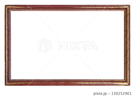 Horizontal blank vintage picture frame on a white background 130252901
