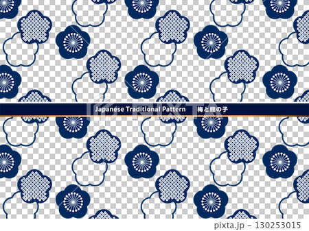 Traditional Japanese pattern background material. Japanese pattern material. Plum blossom, plum, kanoko. 130253015