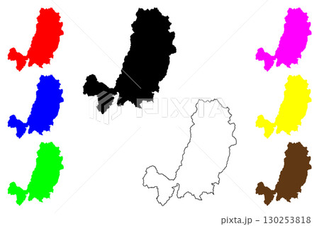Tsuyama city (Japan, Nihon-koku or Nippon-koku, Chugoku region) map vector illustration, scribble sketch Tsuyama-shi map 130253818