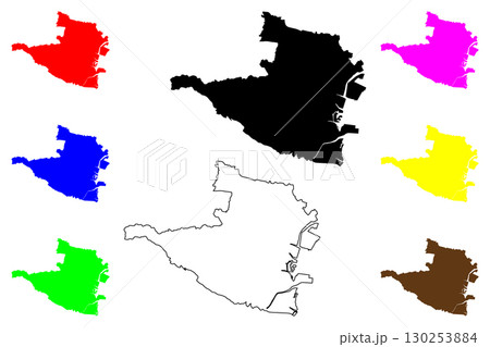 Yokkaichi city (Japan, Nihon-koku or Nippon-koku, Kansai region) map vector illustration, scribble sketch Yokkaichi-shi map 130253884