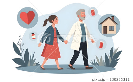 Doctor and Patient Walking Together in a Supportive Healthcare Environment Doctor and Patient Walking Together in a Supportive Healthcare Environment 130255311