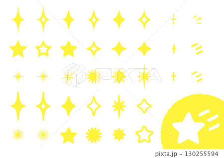 キラキラ輝く星のイラスト素材セット キラキラ輝く星のイラスト素材セット 130255594
