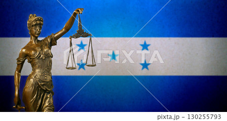 Lady Justice before a flag of Honduras 130255793