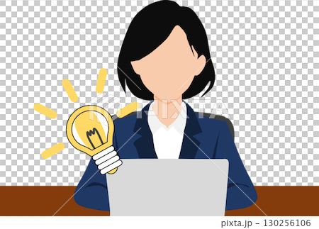 Illustration of a businesswoman with an idea Illustration of a businesswoman with an idea 130256106