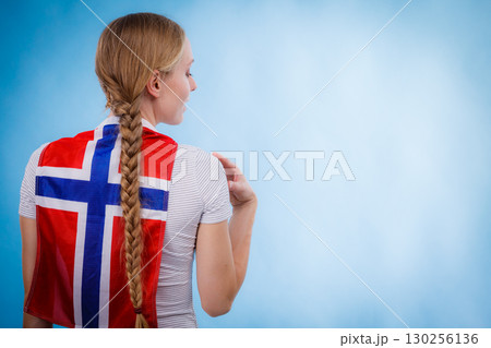 Girl with norwegian flag Girl with norwegian flag 130256136