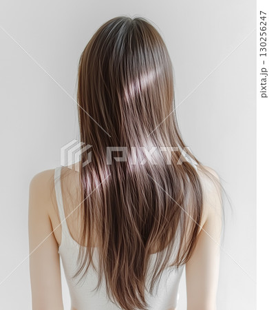 ロングヘアが美しい若い女性の後ろ姿 130256247