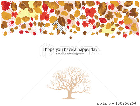 紅葉と枯れ木のフレーム 紅葉と枯れ木のフレーム 130256254