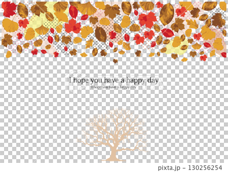 紅葉と枯れ木のフレーム 紅葉と枯れ木のフレーム 130256254