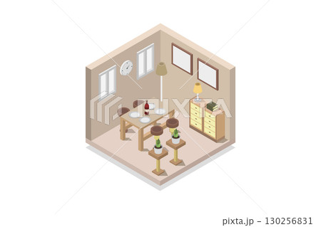 Isometric kitchen room 130256831