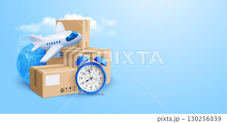 Fast Delivery Conceptual Banner Template Cardboard Delivery Boxes With Alarm Clock And Plane Fast Delivery Conceptual Banner Template Cardboard Delivery Boxes With Alarm Clock And Plane 130256839