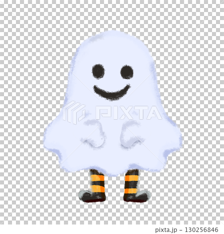 かわいい顔あり足ありおばけのイラスト ハロウィンキャラクター 130256846