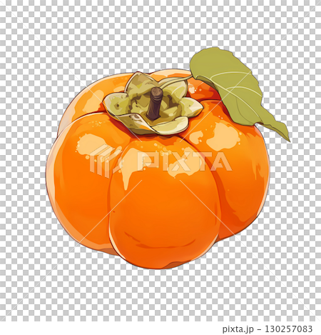 Autumn taste, persimmon watercolor illustration 130257083