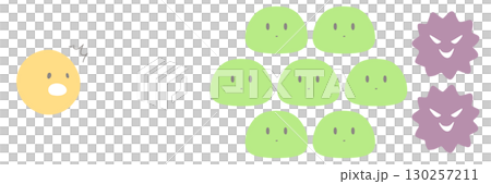 腸内細菌のイラスト　悪玉菌に味方する日和見菌 130257211