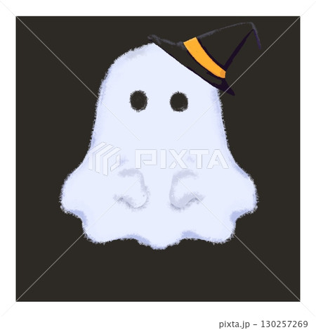 ハロウィンのおばけ　魔女帽子　口なし　足なし 130257269
